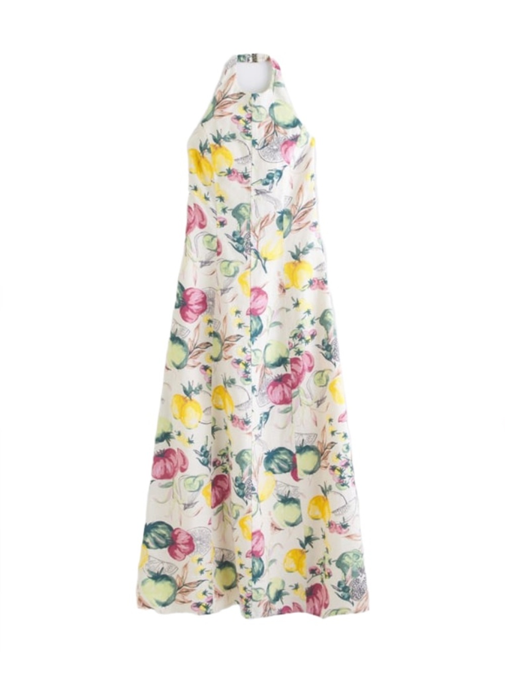 NWT | Abercrombie & Fitch | Small Petite | Premium Linen High-Neck Maxi Dress 🍋